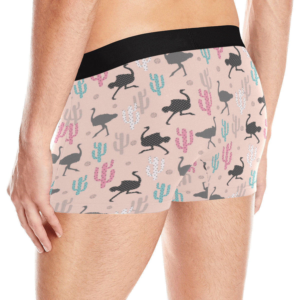 Ostrich Pattern Print Design 03 Men's Boxer Briefs