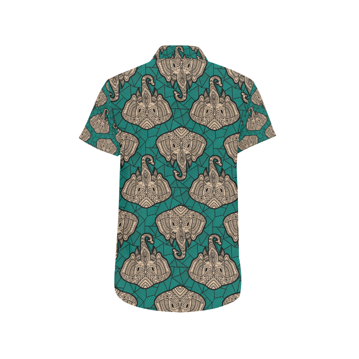 Boho Head Elephant Men's Short Sleeve Button Up Shirt