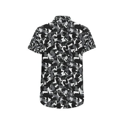 Crow Pattern Print Design 01 Men's Short Sleeve Button Up Shirt