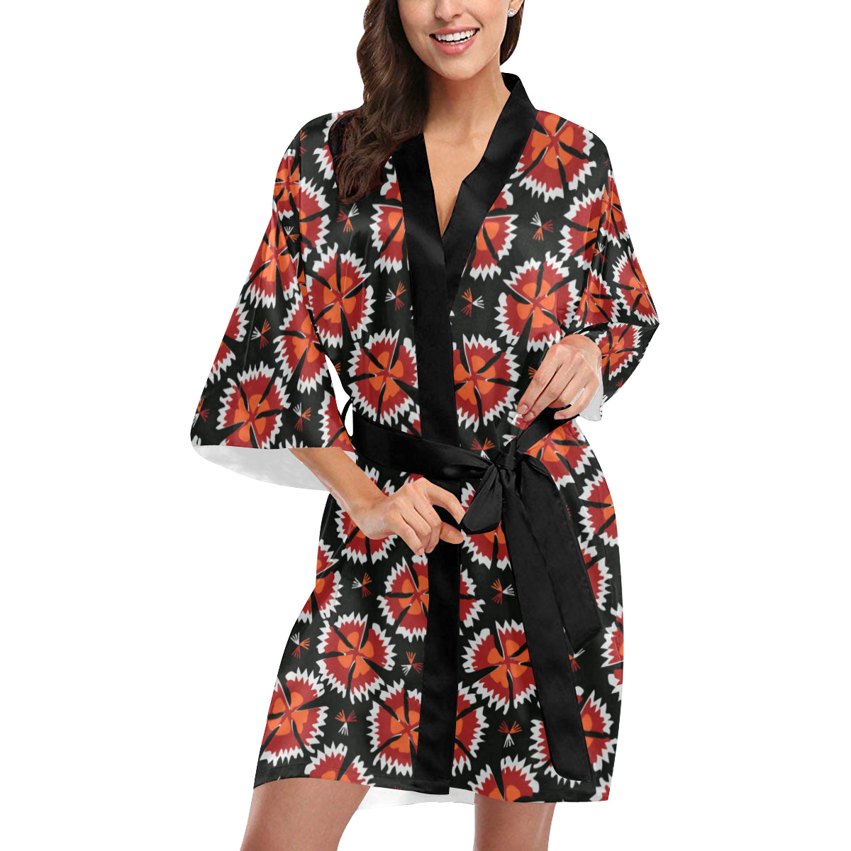 Carnations Pattern Print Design CN03 Women Kimono Robe