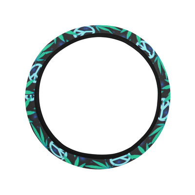 Peace Sign Themed Design Print Steering Wheel Cover with Elastic Edge