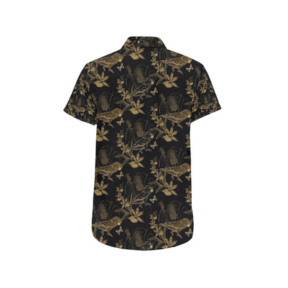 Parakeet Pattern Print Design A05 Men's Short Sleeve Button Up Shirt