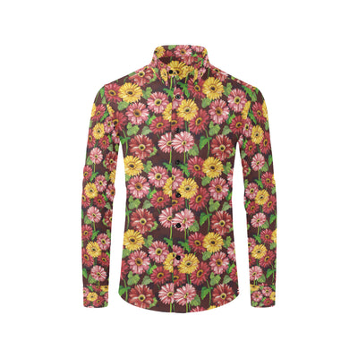 Daisy Gerbera Print Pattern Men's Long Sleeve Shirt