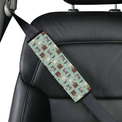 Coffee Pattern Print Design 04 Car Seat Belt Cover