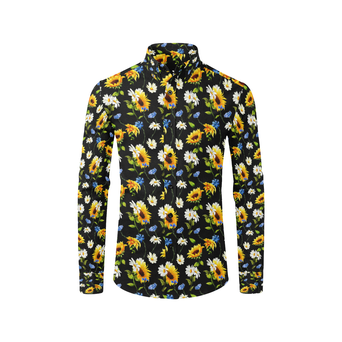 Sunflower Chamomile Bright Color Print Men's Long Sleeve Shirt