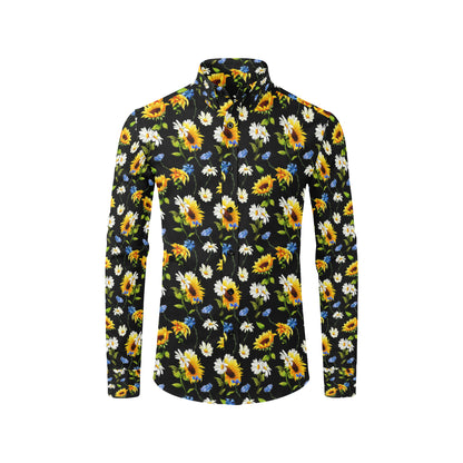 Sunflower Chamomile Bright Color Print Men's Long Sleeve Shirt