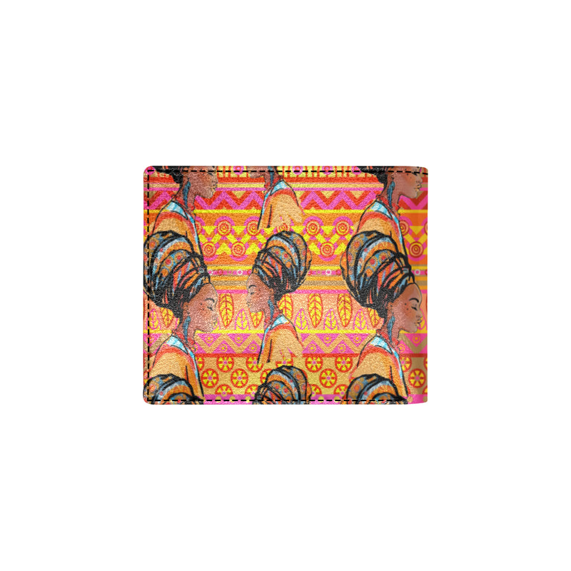 African Girl Aztec Men's ID Card Wallet