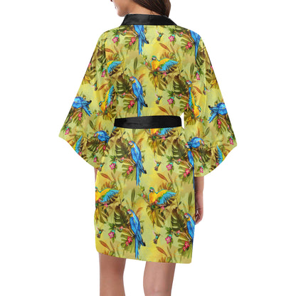 Parrot Pattern Print Design A02 Women's Short Kimono
