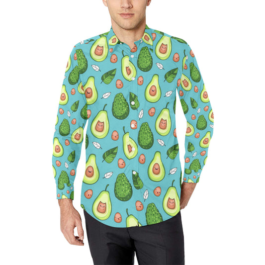 Avocado Pattern Print Design AC05 Men's Long Sleeve Shirt