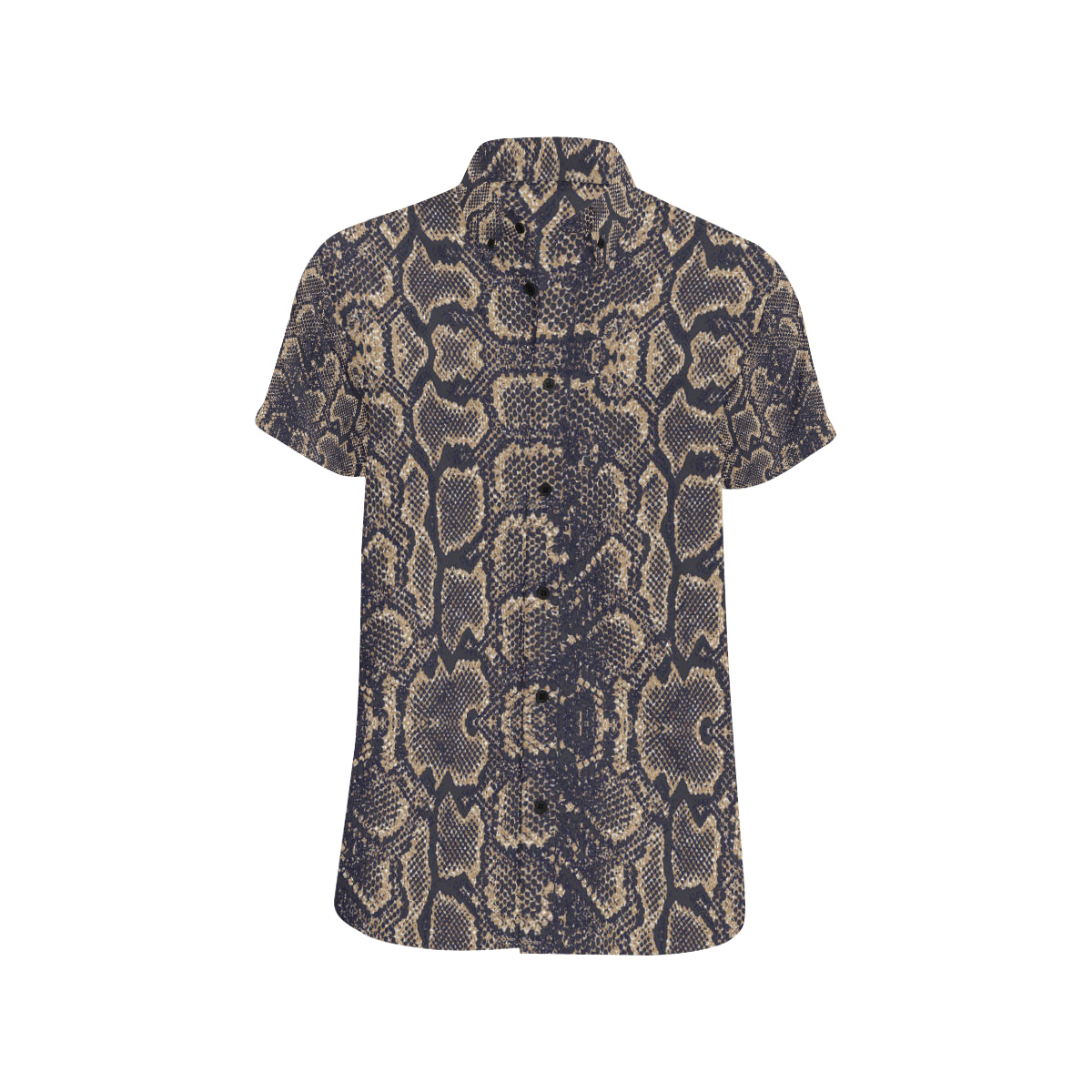 Snake Skin Pattern Print Men's Short Sleeve Button Up Shirt
