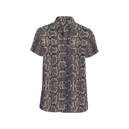 Snake Skin Pattern Print Men's Short Sleeve Button Up Shirt