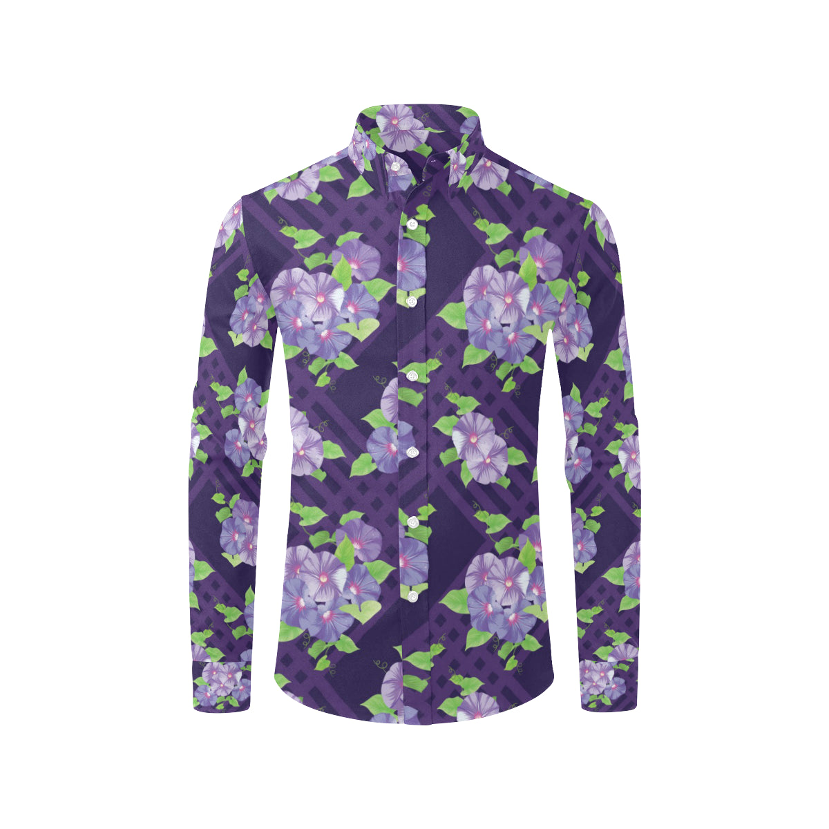 Morning Glory Pattern Print Design MG03 Men's Long Sleeve Shirt