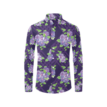 Morning Glory Pattern Print Design MG03 Men's Long Sleeve Shirt