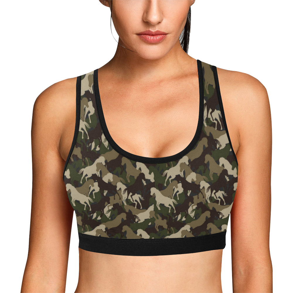 Horse Camo Themed Design Print Sports Bra