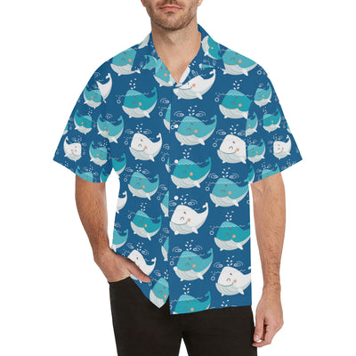 Blue Whale Pattern Print Design 01 Men's Hawaiian Shirt