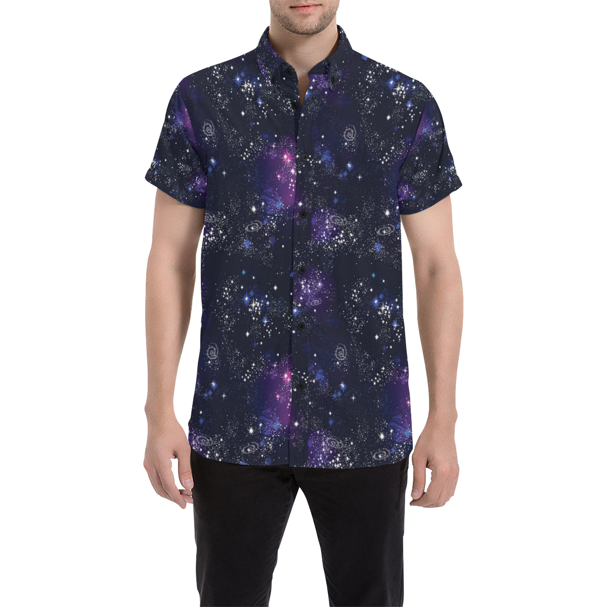 Cosmic Pattern Print Design 03 Men's Short Sleeve Button Up Shirt