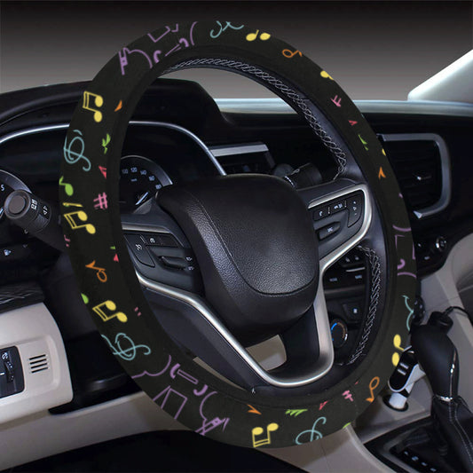 Cello Neon Pattern Print Design 02 Steering Wheel Cover with Elastic Edge