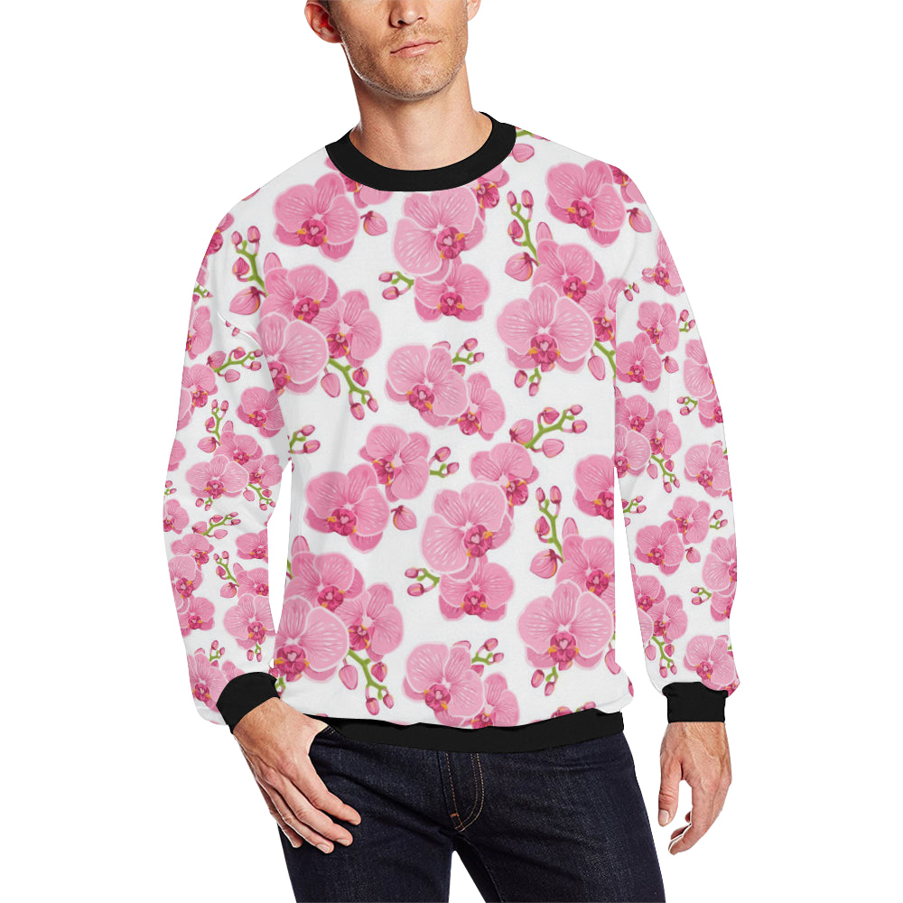 Orchid Pink Pattern Print Design OR07 Men Long Sleeve Sweatshirt
