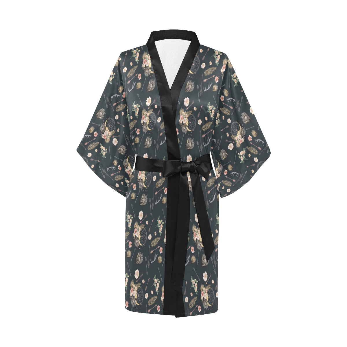 Bohemian Pattern Print Design 09 Women's Short Kimono