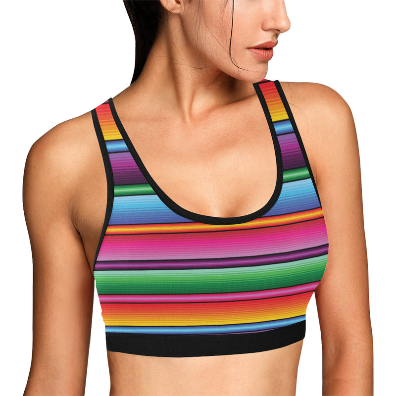 Mexican Blanket Colorful Print Pattern Sports Bra