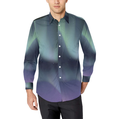 Aurora Borealis Pattern Print Design 01 Men's Long Sleeve Shirt
