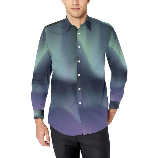 Aurora Borealis Pattern Print Design 01 Men's Long Sleeve Shirt