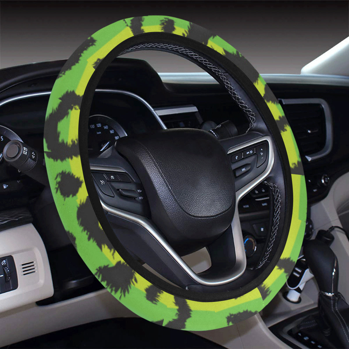 Rainbow Leopard Pattern Print Design A01 Steering Wheel Cover with Elastic Edge