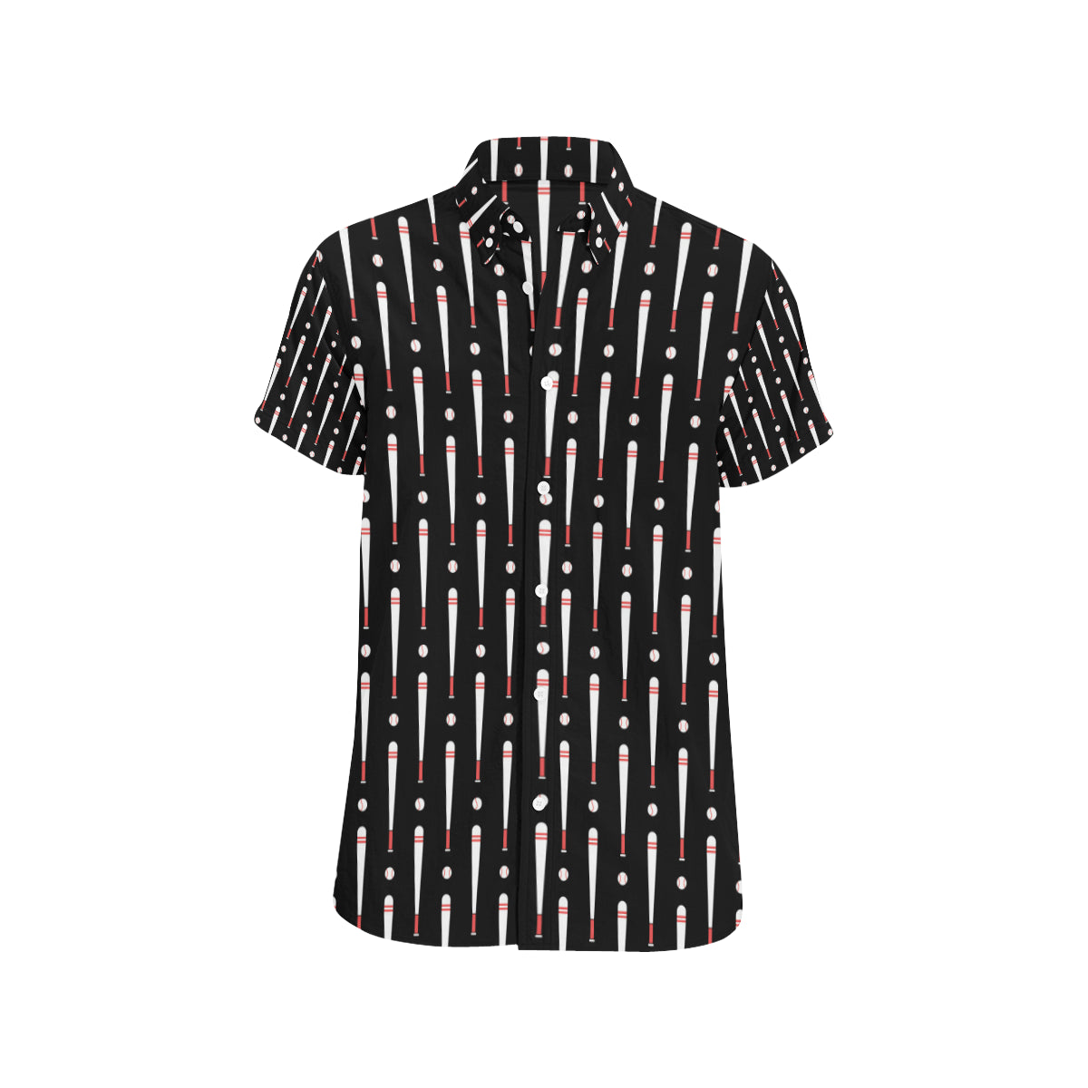 Baseball Pattern Print Design 03 Men's Short Sleeve Button Up Shirt