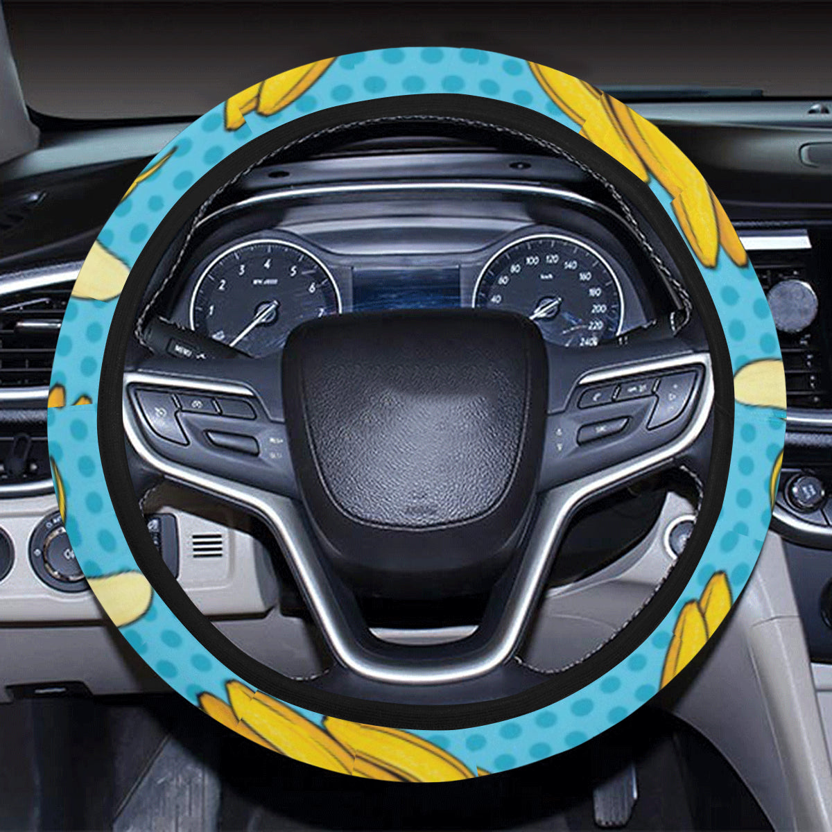 Banana Pattern Print Design BA08 Steering Wheel Cover with Elastic Edge