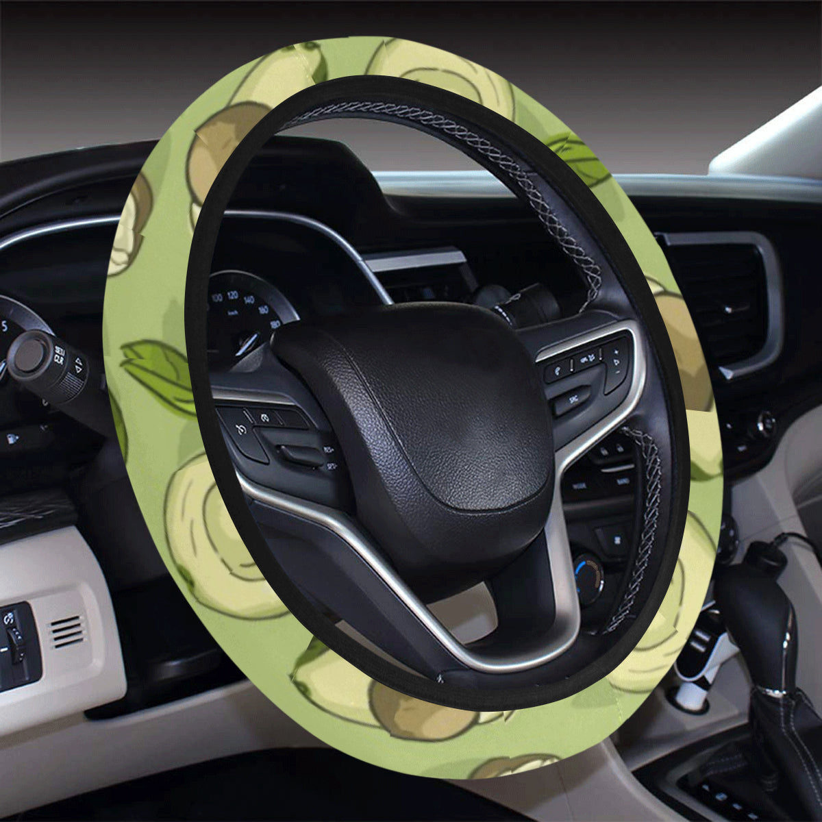 Avocado Pattern Print Design AC03 Steering Wheel Cover with Elastic Edge