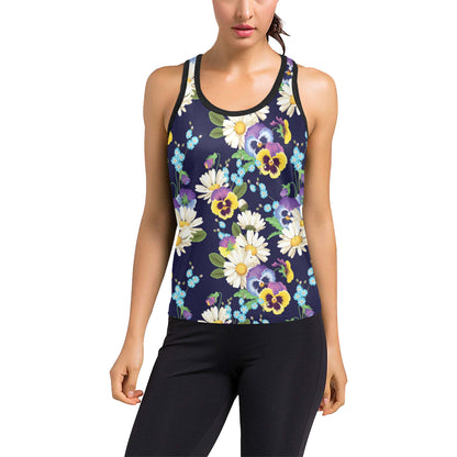 Pansy Pattern Print Design PS03 Women's Racerback Tank Top