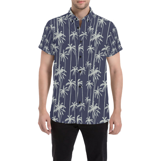 Palm Tree Pattern Print Design PT06 Men's Short Sleeve Button Up Shirt
