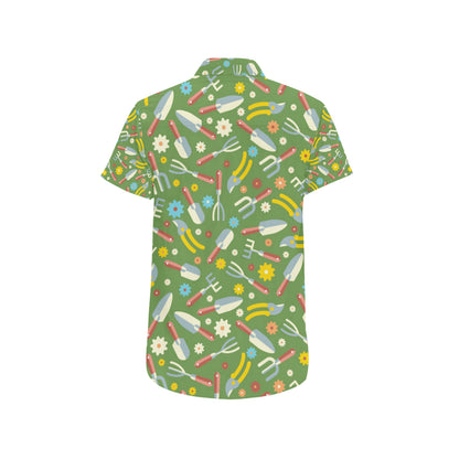 Gardening Pattern Print Design G06 Men's Short Sleeve Button Up Shirt