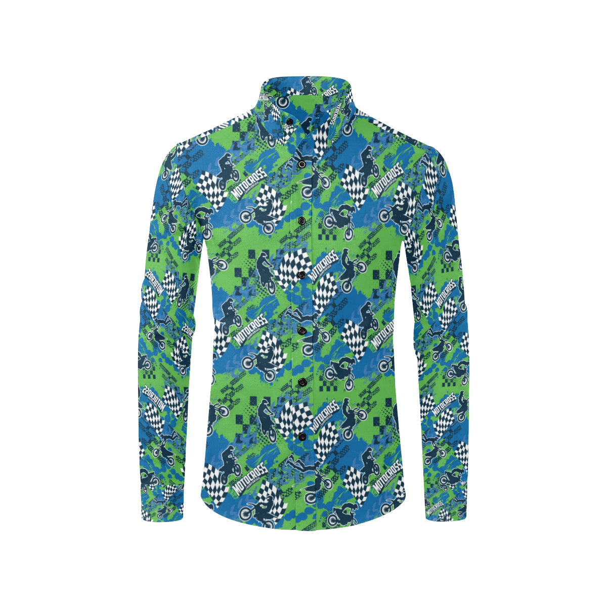 Motocross Pattern Print Design 04 Men's Long Sleeve Shirt
