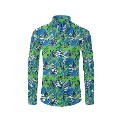 Motocross Pattern Print Design 04 Men's Long Sleeve Shirt