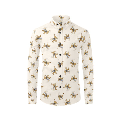 Cowboy Pattern Print Design 01 Men's Long Sleeve Shirt