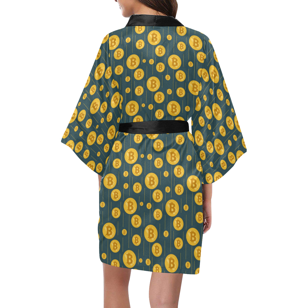 Bitcoin Pattern Print Design 01 Women's Short Kimono