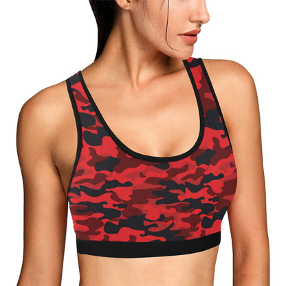 Camo Red Pattern Print Design 03 Sports Bra