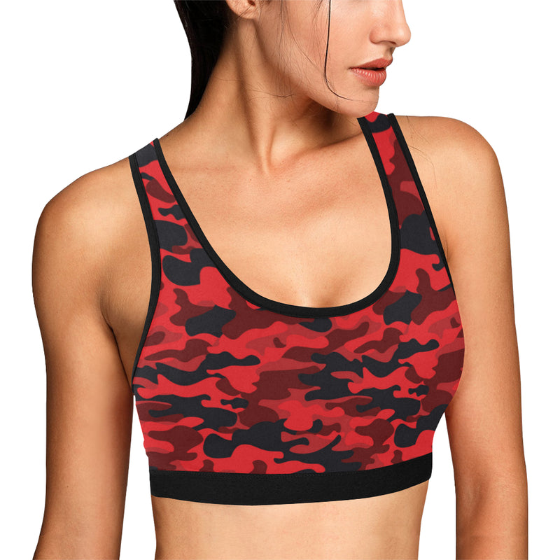 Camo Red Pattern Print Design 03 Sports Bra