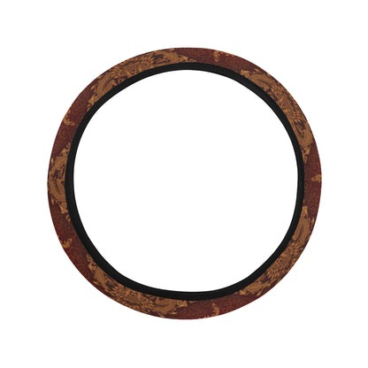 Chinese Dragons Gold Design Steering Wheel Cover with Elastic Edge