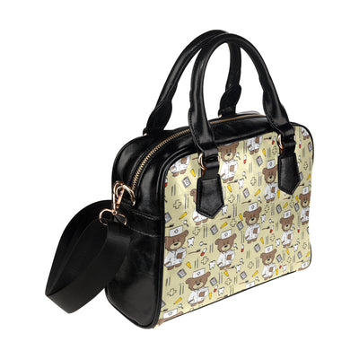 Nurse Bear Pattern Print Design A02 Shoulder Handbag