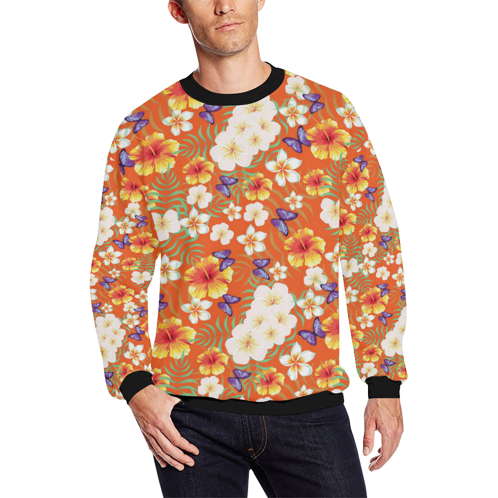 Tropical Flower Pattern Print Design TF027 Men Long Sleeve Sweatshirt