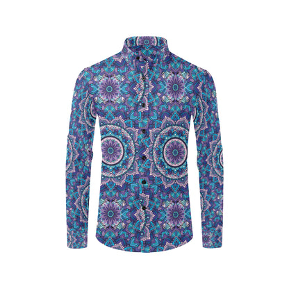 Mandala Pattern Print Design 04 Men's Long Sleeve Shirt