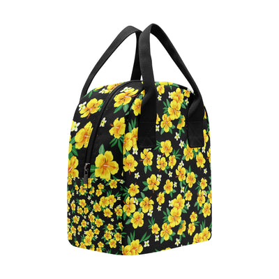 Yellow Hibiscus Pattern Print Design HB08 Insulated Lunch Bag