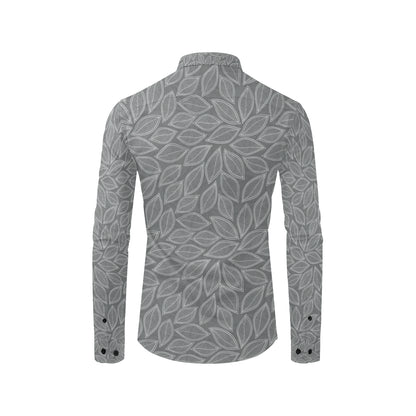 Elm Leave Grey Print Pattern Men's Long Sleeve Shirt