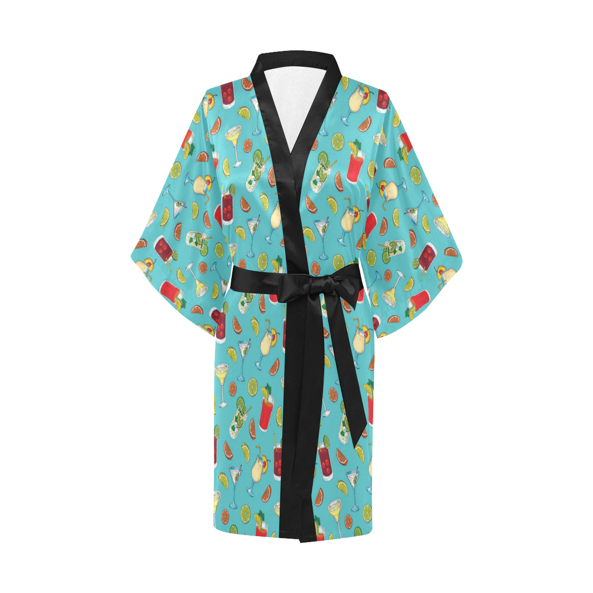 Cocktail Pattern Print Design 05 Women's Short Kimono