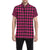 Pink Tartan Plaid Pattern Men's Short Sleeve Button Up Shirt