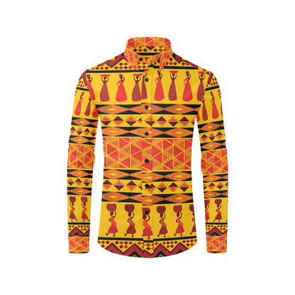 African Pattern Print Design 01 Men's Long Sleeve Shirt