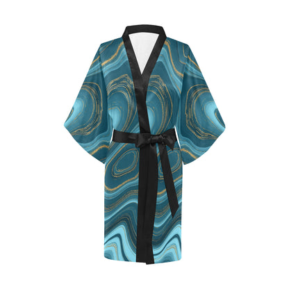 Liquid Pattern Print Design 04 Women's Short Kimono