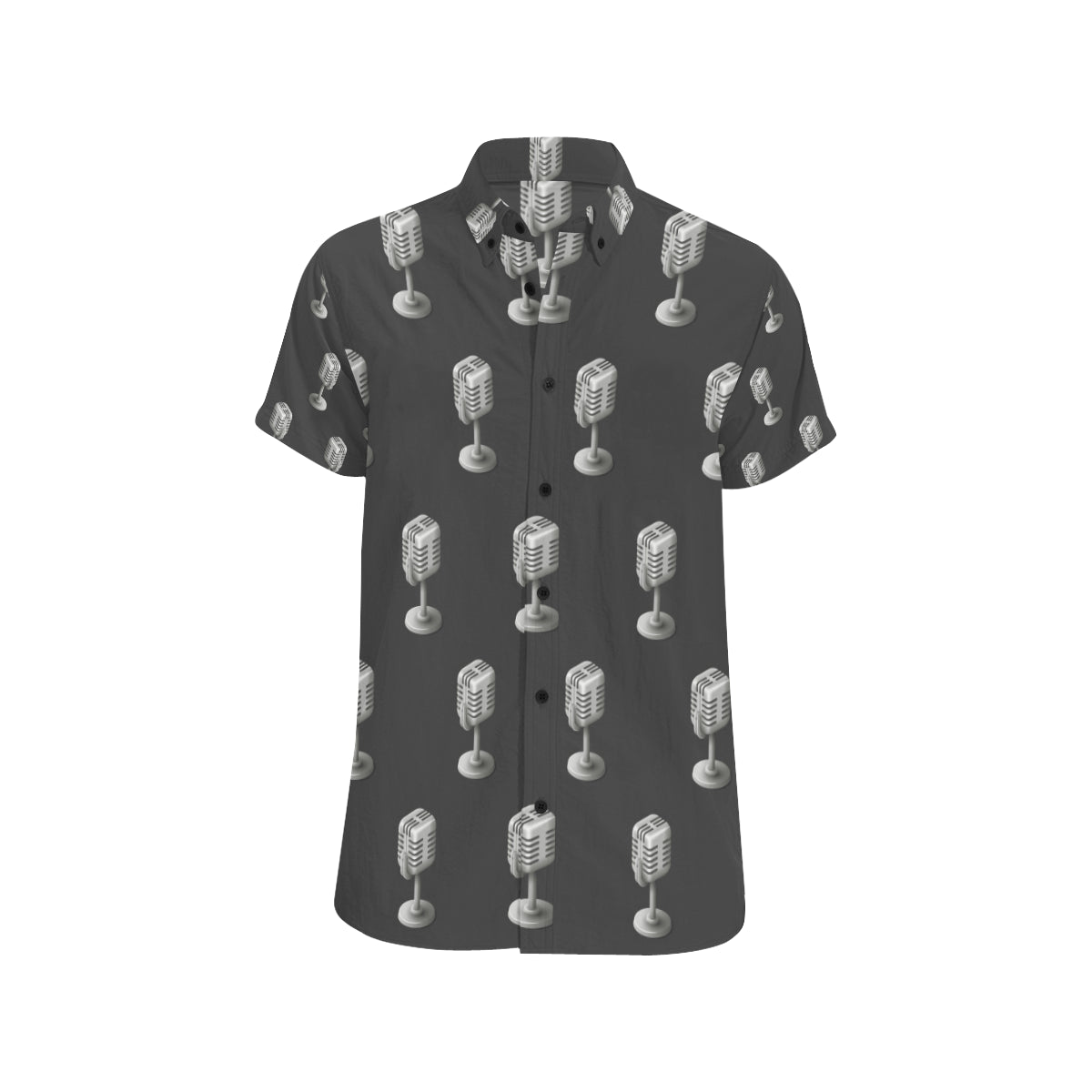 Microphone Vintage Pattern Print Design 01 Men's Short Sleeve Button Up Shirt